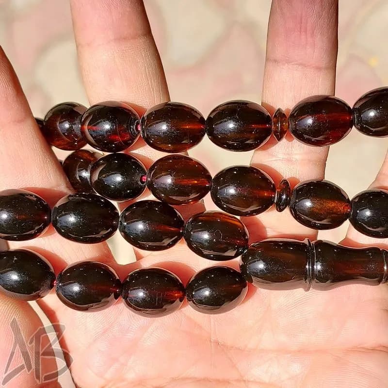 تسبیح سندلوس 33 دانه بودار تراش بیضی خوش تراش و بسیار زیبا کد 872 آقابزرگ — تصویر ۴