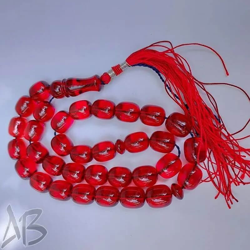 تسبیح سندلوس 33 دانه بودار تراش استوانه ای شمش آلمانی (تراش هنگ کنگ) خوش تراش کد 853 آقابزرگ — تصویر ۲