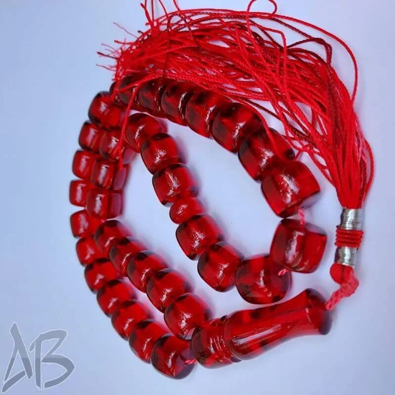 تسبیح سندلوس 33 دانه بودار تراش استوانه ای از شمش کمیاب آلمانی (تراش هنگ کنگ) کد 858 آقابزرگ — تصویر ۲