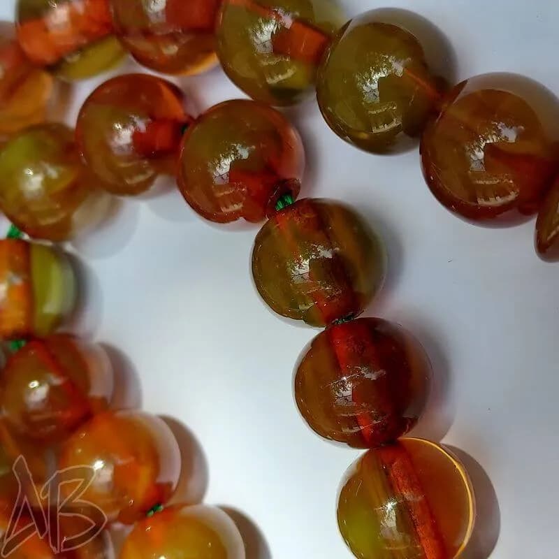 تسبیح سندلوس 33 دانه بودار تراش گرد پرچمی قهوه ای کمیاب کد 859 آقابزرگ — تصویر ۴