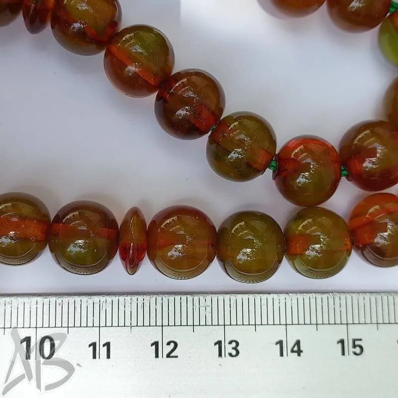 تسبیح سندلوس 33 دانه بودار تراش گرد پرچمی قهوه ای کمیاب کد 859 آقابزرگ — تصویر ۵