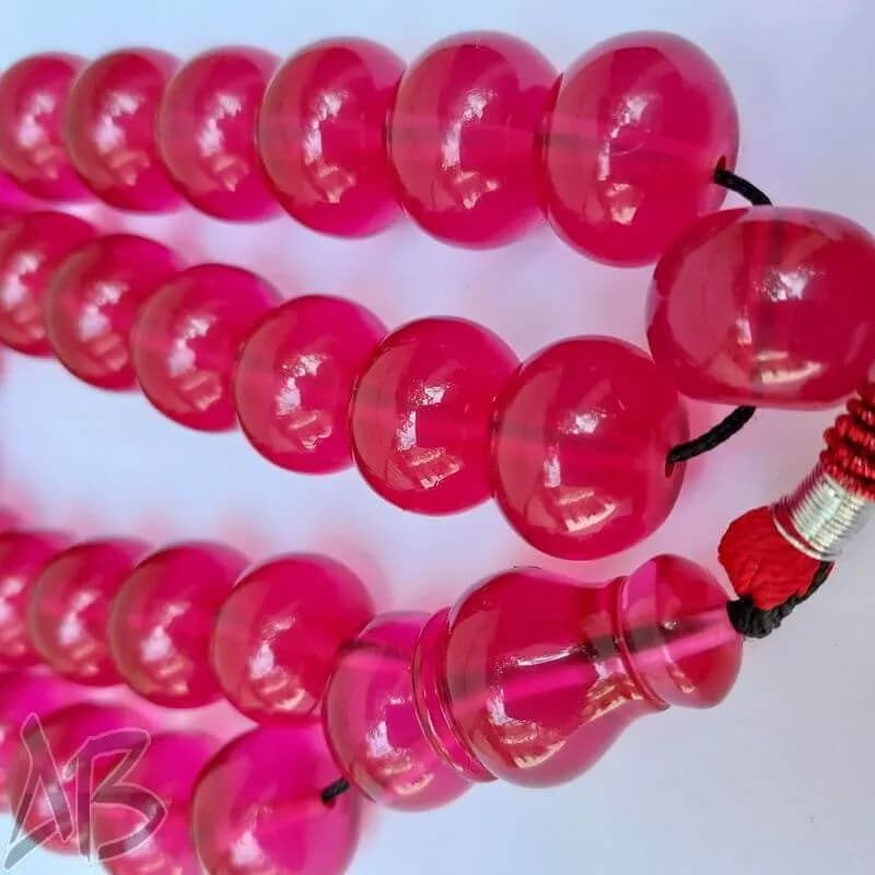 تسبیح سندلوس 33 دانه بودار اپالین خوشرنگ چرتکه ای تراش کردستان کد 860 آقابزرگ