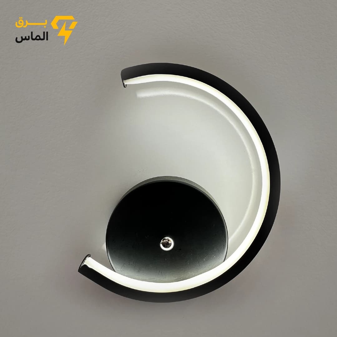 چراغ دیواری مدرن هلال نور نچرال / آلومینیوم دایکاست / مشکی الکترواستاتیک وارداتی / ضمانت دو ساله — تصویر ۲