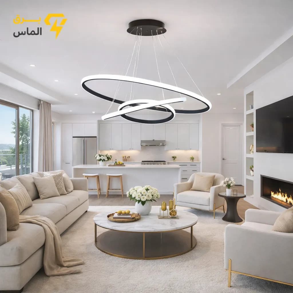 لوستر مدرن سقفی ۳ حلقه 4 حالته ریموت دار / آلومینیوم دایکاست / مشکی الکترواستاتیک وارداتی / ضمانت 2 ساله معتبر
