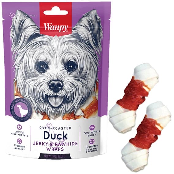 تشویقی سگ ونپی اردک Wanpy Jerky & Rawhide Wraps وزن 100 گرم — تصویر ۲