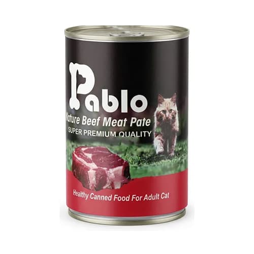 کنسرو گربه بالغ سوپرپرمیوم پابلو پته گوشت گوساله Pablo وزن 430 گرم