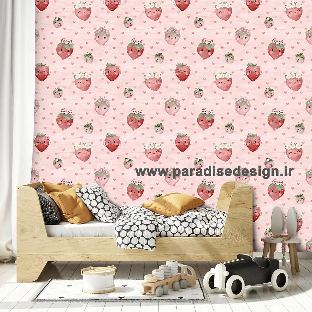 کاغذ دیواری توت‌فرنگی عینکی کد D58