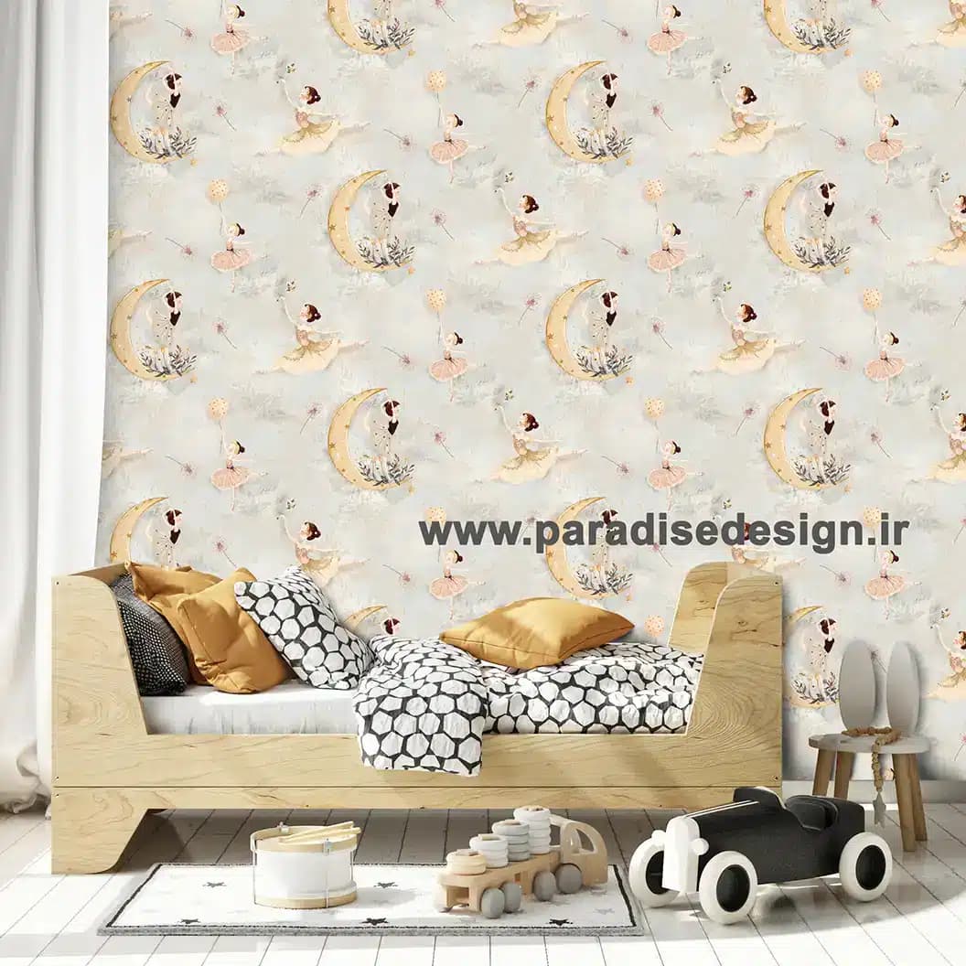 کاغذ دیواری اتاق کودک دختر ماه کد D3