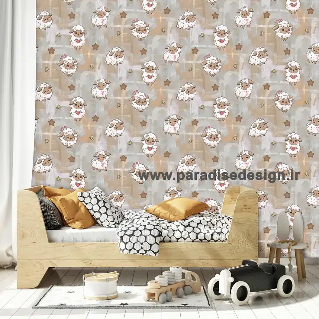 کاغذ دیواری اتاق کودک گوسفند قهوه‌ای کد D2