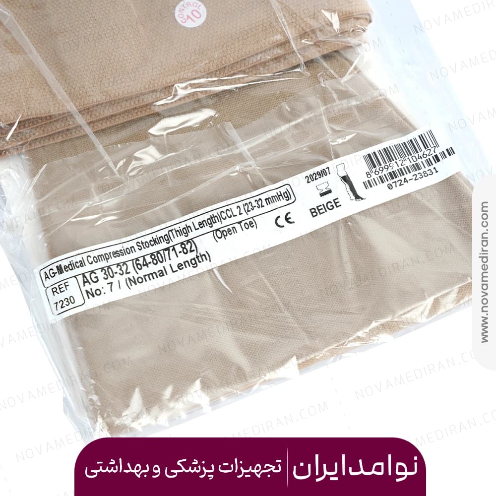 جوراب واریس بالای ران ترکیه‌ای پنجه باز AG برند varicease — تصویر ۶