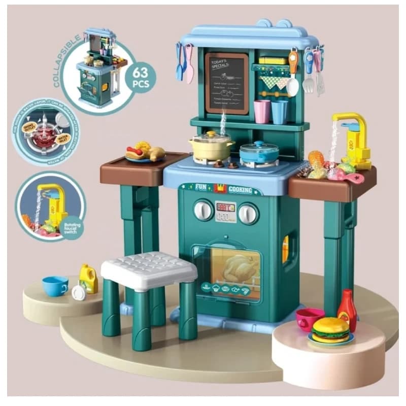 ست آشپزخانه 64 قطعه اسباب بازی مدل Spraying kitchen cooking — تصویر ۲
