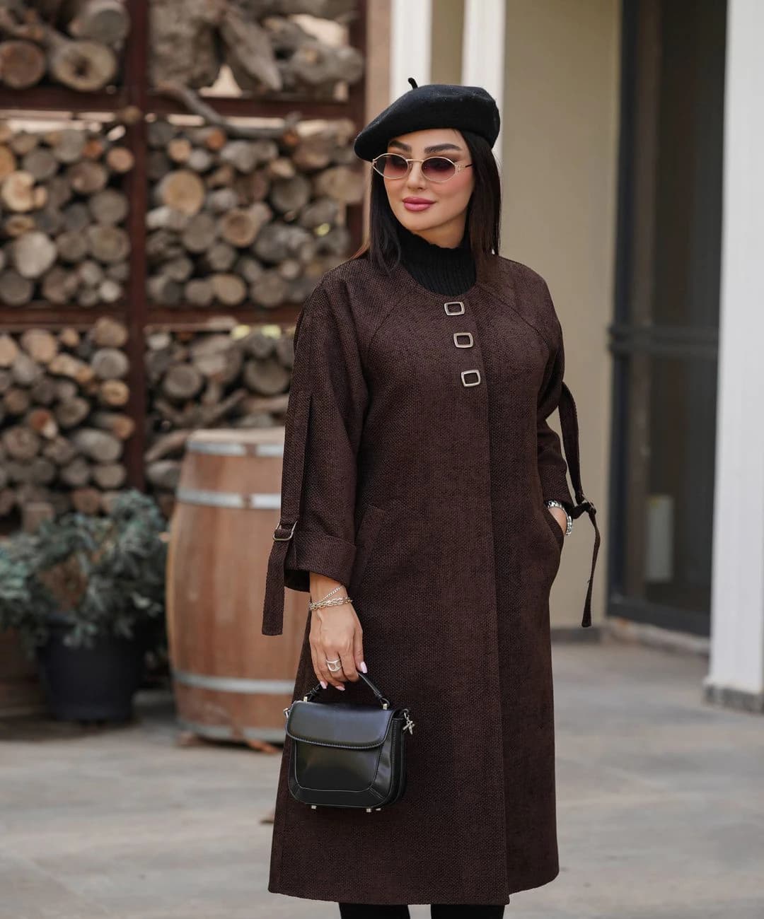 مانتو مخمل جودون بلند مدل نرگس |کد:1031 — تصویر ۲