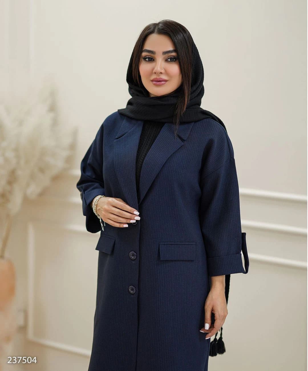 مانتو دیپلمات بلند یقه انگلیسی مدل زلاله |کد:1028 — تصویر ۲