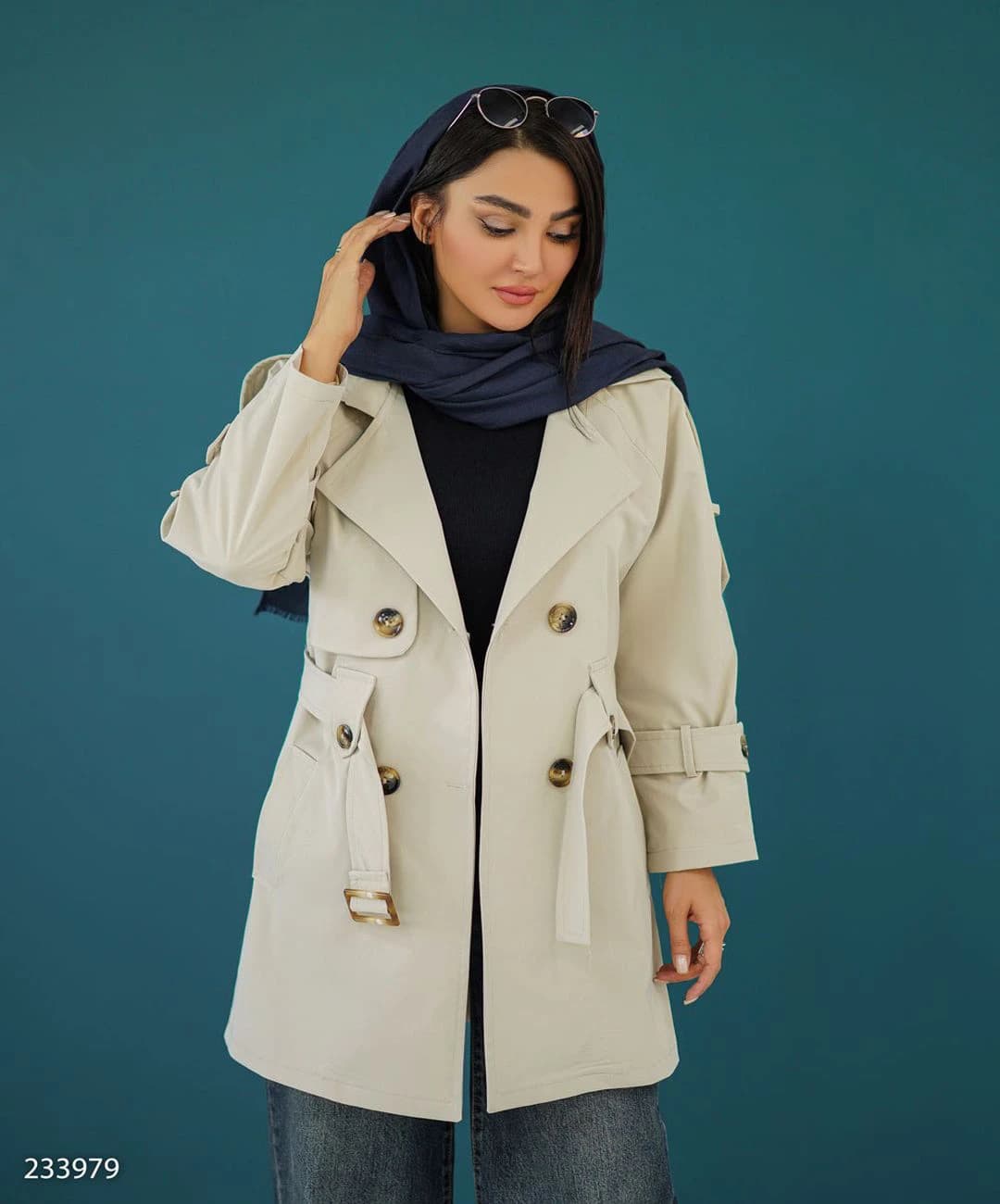 بارانی کوتاه آستردار کتان تی سی مدل چیترا |کد:5045 — تصویر ۶