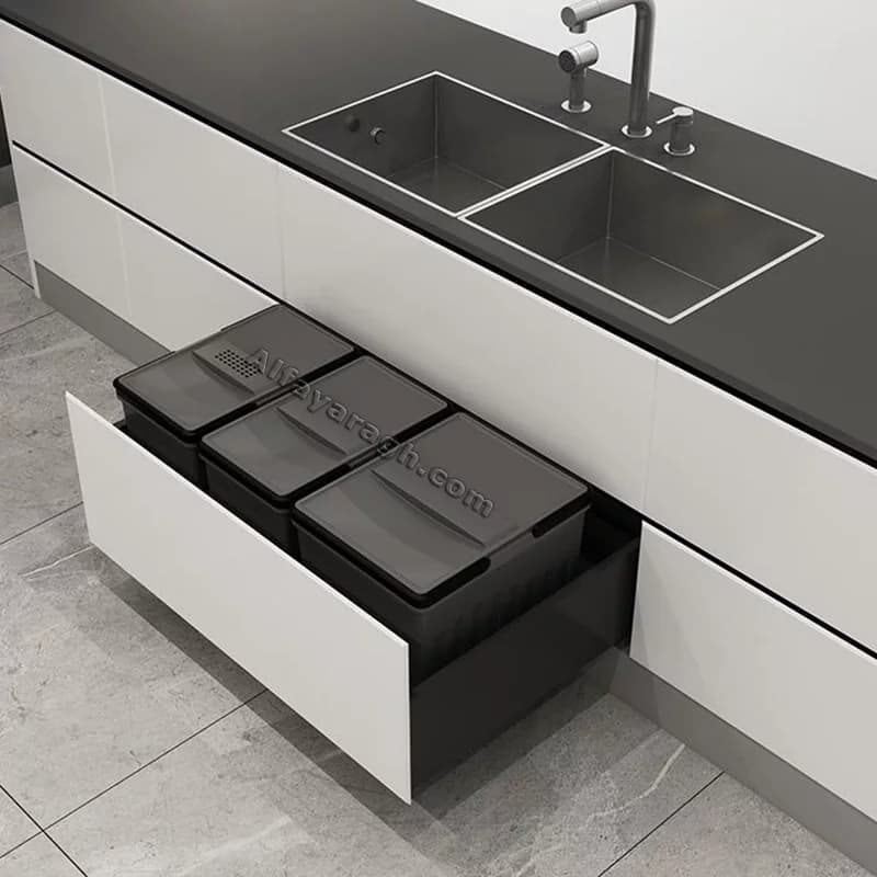 سطل آشغال سه مخزن ملونی مدل 9038 (سری Easy Fit)