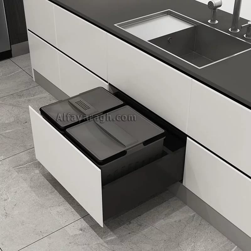 سطل زباله دو مخزن ملونی مدل 9036 (سری Easy Fit)