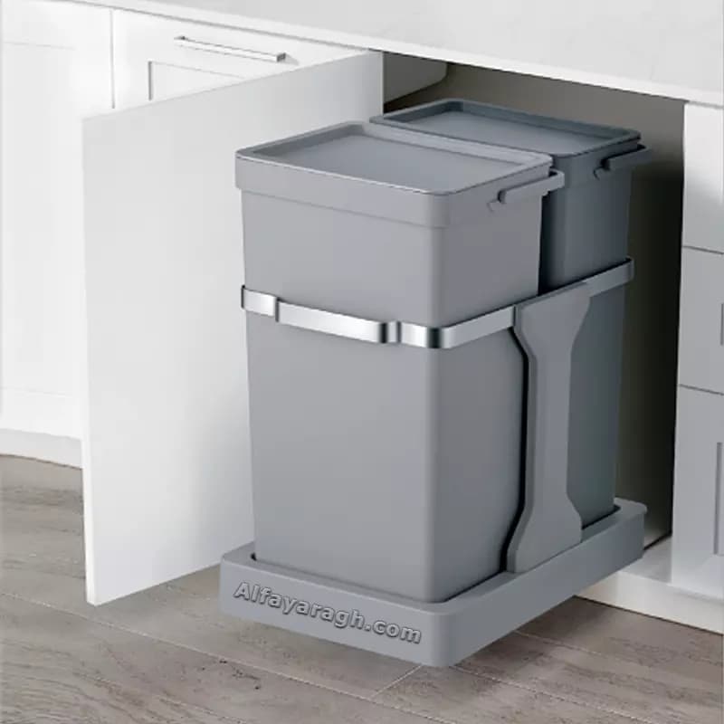 سطل آشغال دو مخزنه کابیبنت ملونی مدل 9176 — تصویر ۳