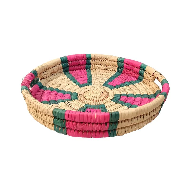 سینی حصیری دسته دار رنگی