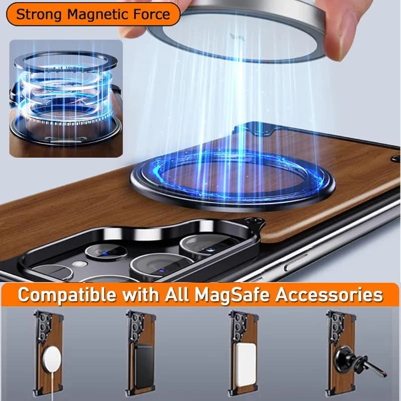 قاب چوبی سامسونگ Galaxy S24 Ultra مدل Wood Metal – Samsung Galaxy S24 Ultra Wood Metal Case