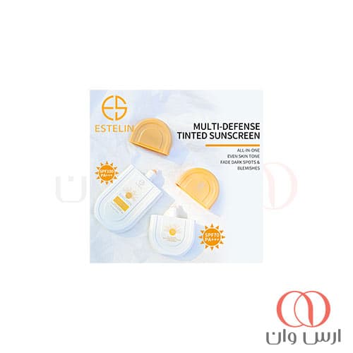 کرم ضد آفتاب رنگی استلین estelin حاوی spf100 ترمیم کننده و ضدپیری قوی مولتی دیفنس 100 میل — تصویر ۲