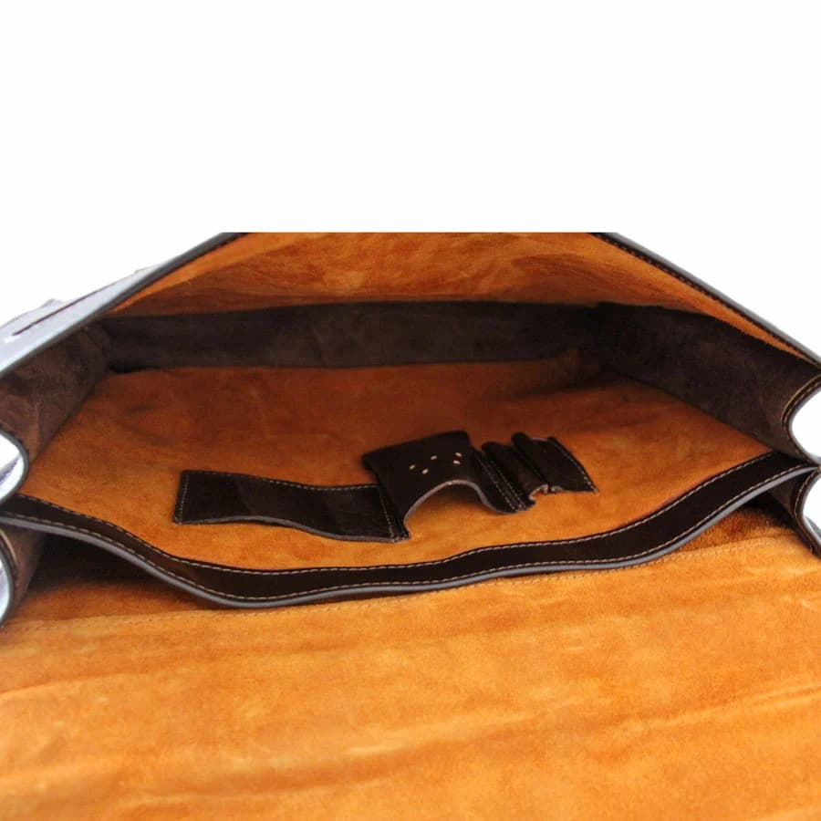 کیف چرم مردانه مدل تک قفل رمزدار دوسگک دو طبله کد FA-LB406-18385 — تصویر ۴