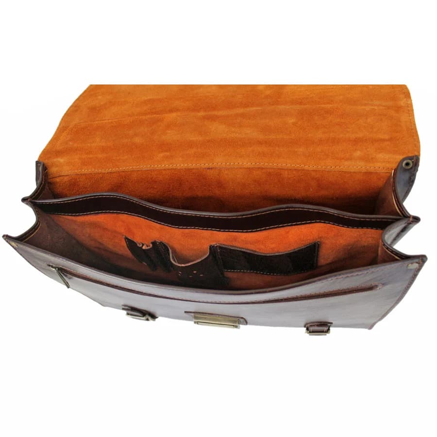 کیف چرم مردانه مدل تک قفل رمزدار دوسگک دو طبله کد FA-LB406-18385 — تصویر ۶