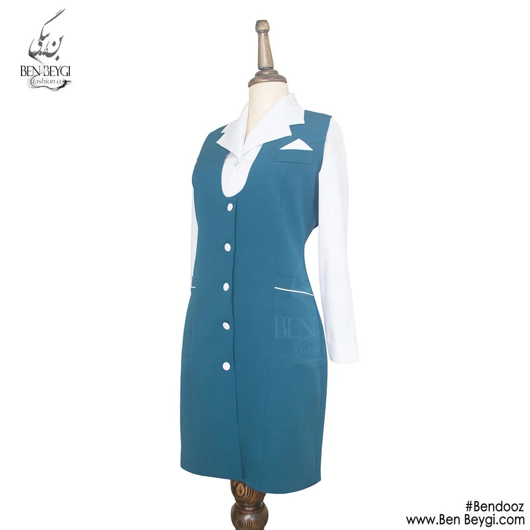 سارافون شلوار شومیز سبز سفید پارچه کرپ و شومیز تترون قد 100 کد 17538