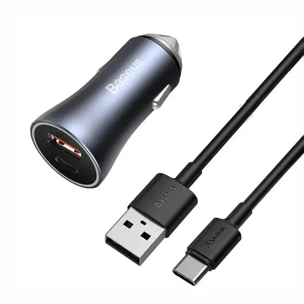 شارژر فندکی فست شارژ با کابل تایپ سی بیسوس TZCCJD-0G