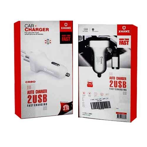 شارژر فندکی فست شارژر دو پورت X-hanz مدل HD-CA80 همراه با کابل میکرو — تصویر ۲