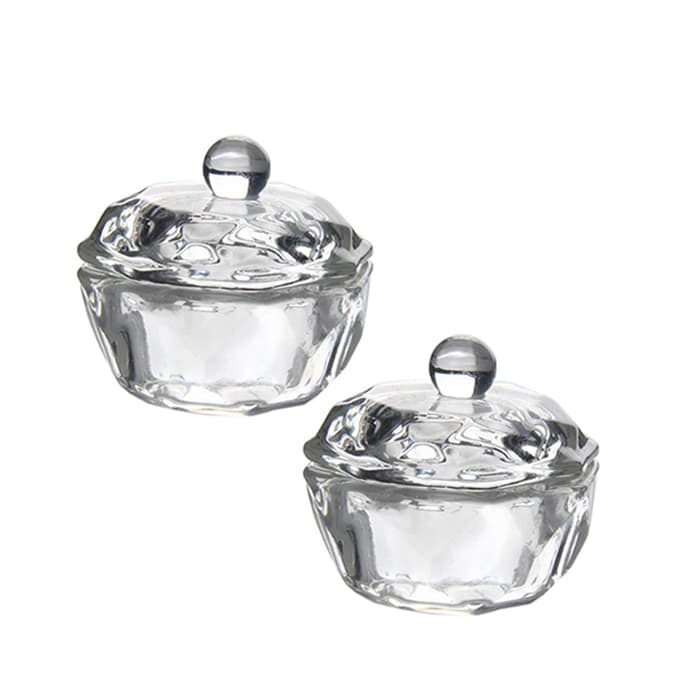گوده شیشه‌ای درب دار اصل | ابزاری مقاوم برای ترکیب پودر و لیکوئید ناخن – کد E-011