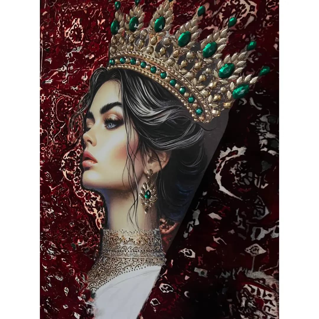 تابلو میکس‌ مدیا مخمل و نگین دست‌ساز