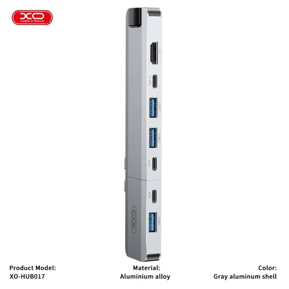 هاب 9 پورت ایکس او مدل XO HUB017 type-c 9-in-1 Magnetic Metal Docking Station — تصویر ۴
