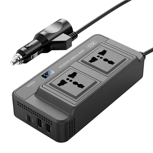 اینورتر خودرو 200 وات و شارژر فندکی فست شارژ ایکس او مدل XO CZ011