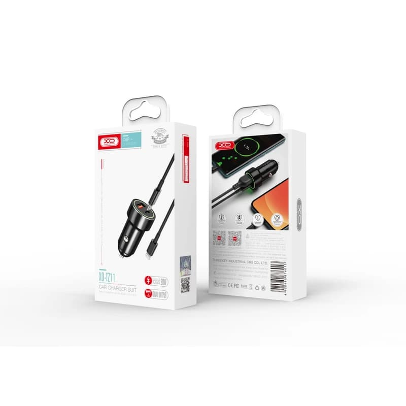 شارژر فندکی 20 وات ایکس او مدلXO TZ11 به همراه کابل تبدیل لایتنینگ — تصویر ۳