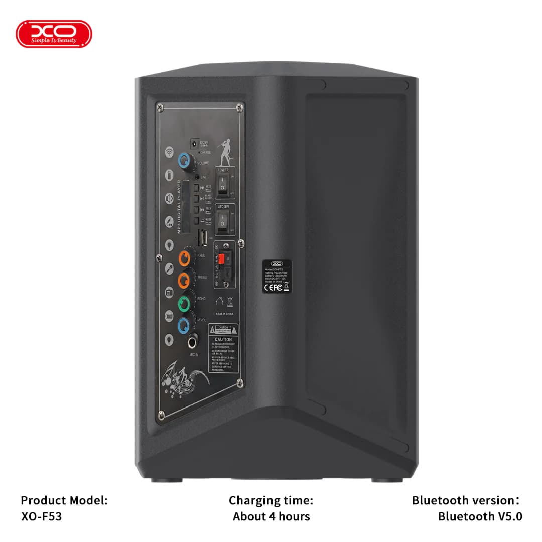 اسپیکر بلوتوثی 40 وات ایکس او مدل XO F53 RGB با میکروفون — تصویر ۴