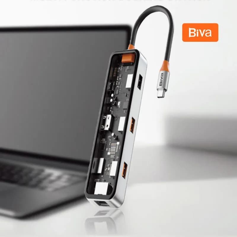 هاب 8 پورت بیوا Biva HUB-03 Type-C 8 in 1 Docking Station — تصویر ۳