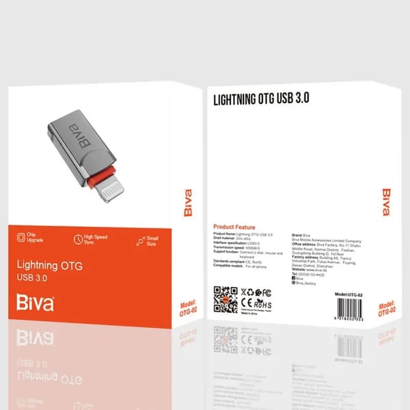 تبدیل OTG لایتنینگ به USB3.0 بیوا Biva OTG-02 — تصویر ۲