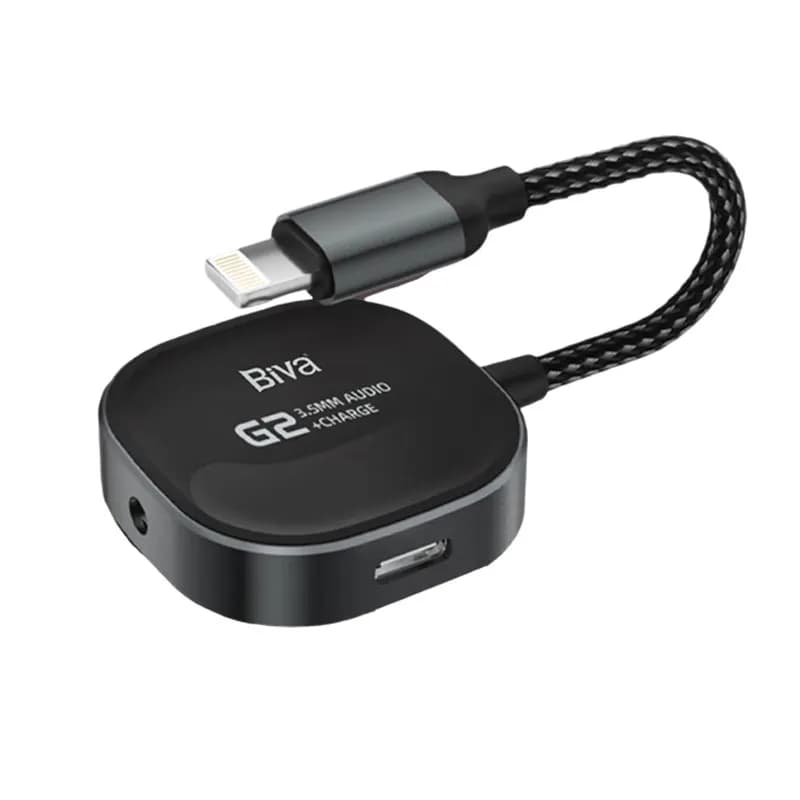 کابل تبدیل لایتنینگ اتصال همزمان هندزفری و شارژر Biva Jack-02L