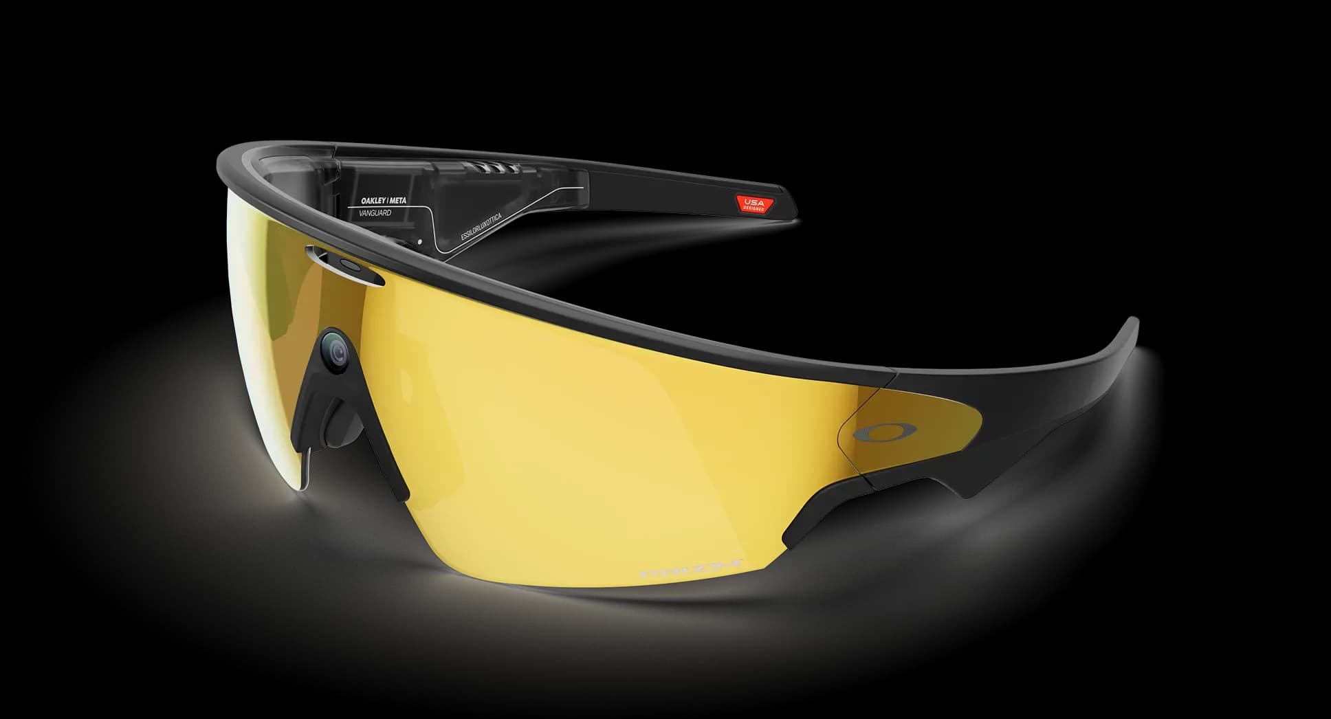 عینک هوشمند Oakley Meta مدل Vanguard فریم مشکی لنز طلایی 24K پرایزم
