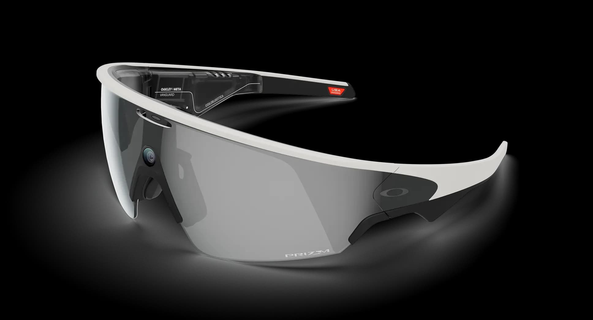 عینک هوشمند Oakley Meta مدل Vanguard فریم سفید لنز مشکی پرایزم