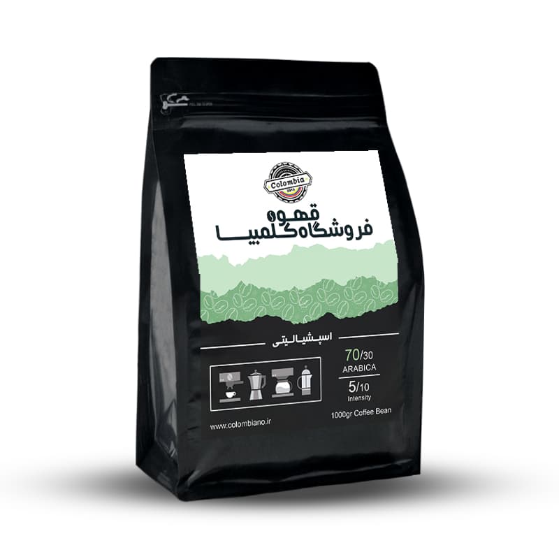 دانه قهوه میکس اسپیشیالیتی ارگانیک عربیکا 30*70 (1 کیلویی)