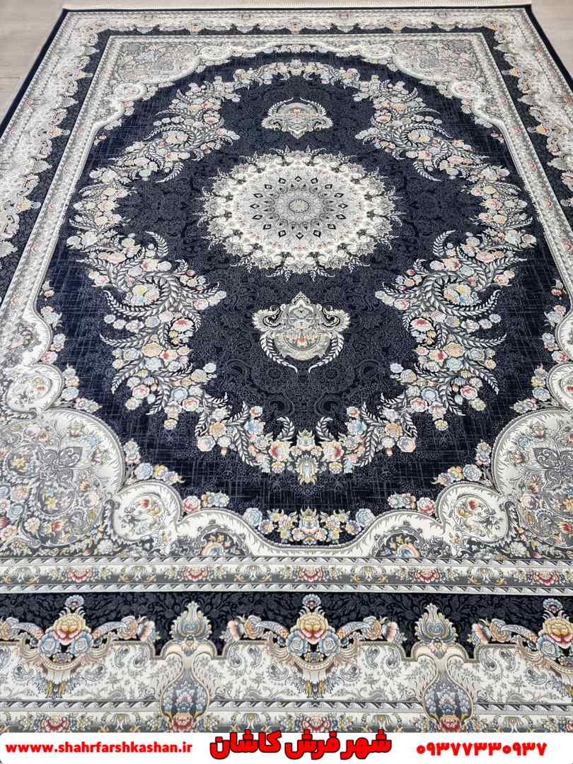 فرش جدید 1200 شانه طرح اطلس سرمه ای