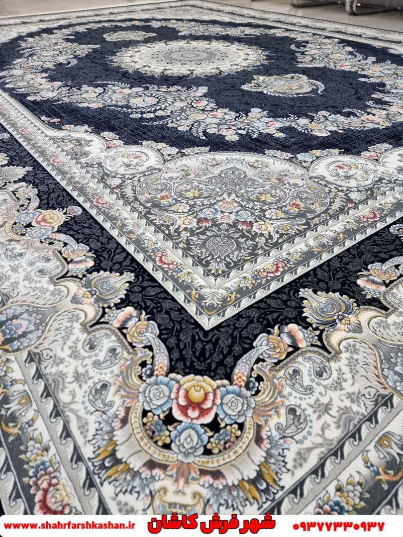 فرش جدید 1200 شانه طرح اطلس سرمه ای — تصویر ۳