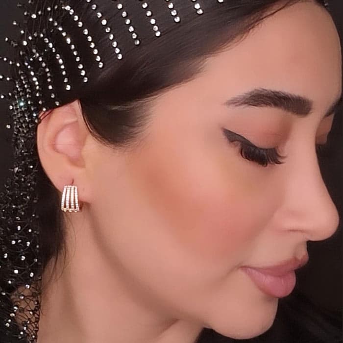 گوشواره حلقه ای نگیندار زنانه ژوپینگ طلایی