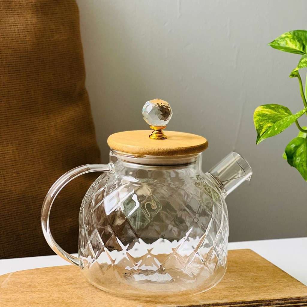قوری طرح دار درب چوبی مدل Deliکد 101609