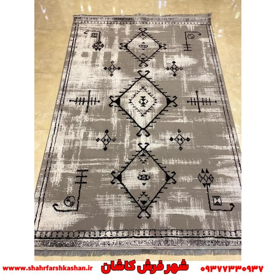 فرش مراکشی طوسی با طرح وینتیج