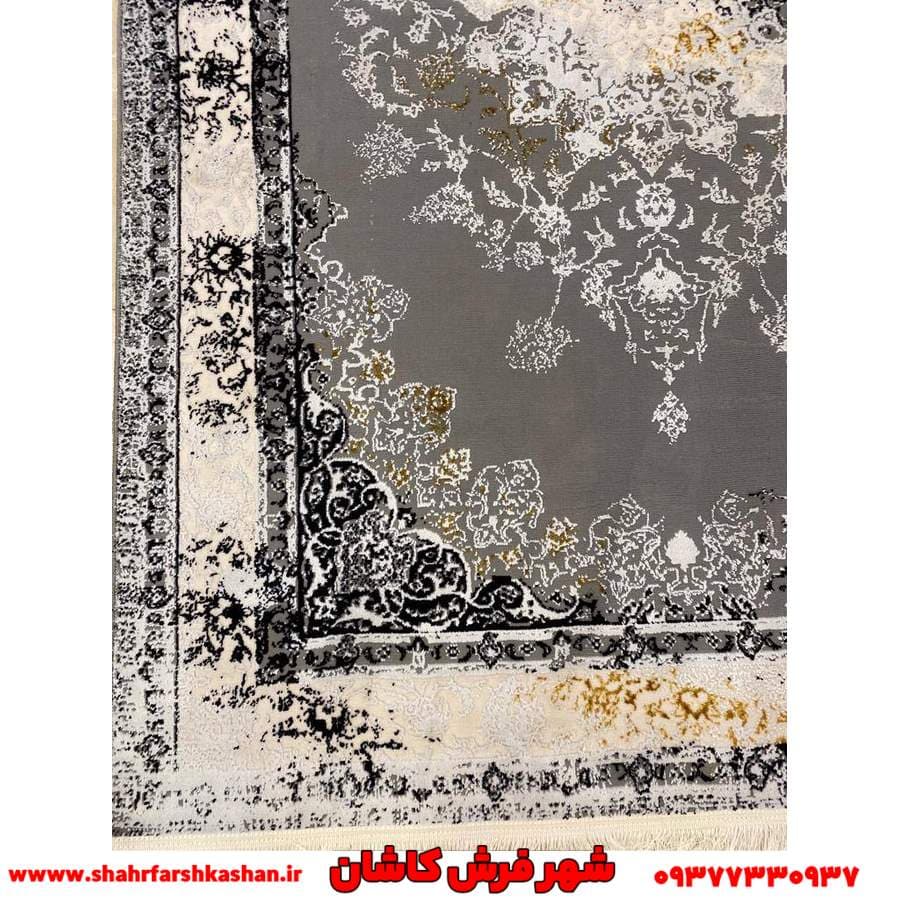 فرش مدرن طوسی با حاشیه کرم — تصویر ۲