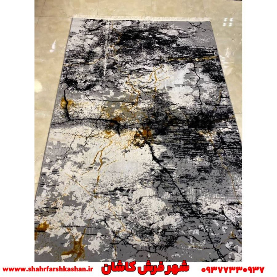 فرش ابرو بادی جدید طوسی طلایی