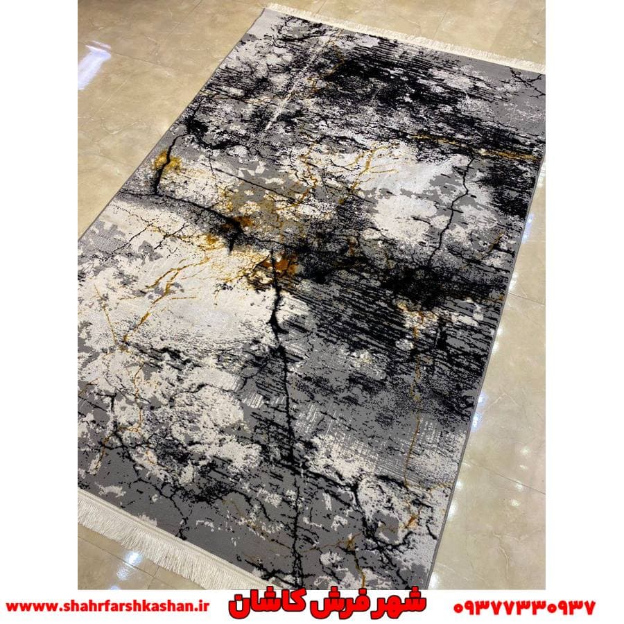 فرش ابرو بادی جدید طوسی طلایی — تصویر ۳