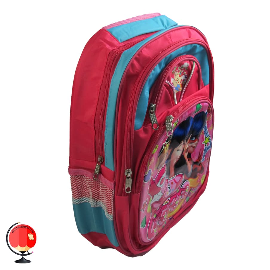 کوله پشتی دخترانه طرح دختر کفشدوزکی کد 4023 — تصویر ۲